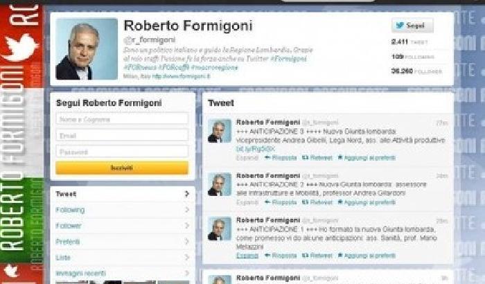 Formigoni annuncia su Twitter la nuova giunta