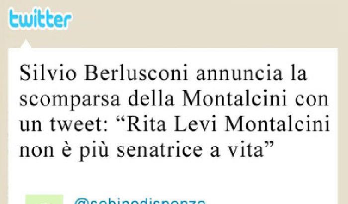Silvio su twitter annuncia la scomparsa della Montalcini