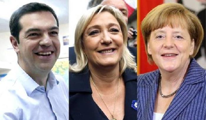 Vola Tsipras, successi di Merkel e Le Pen