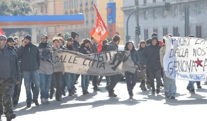 Genova, i centri sociali contestano Salvini: fascista