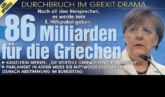 Bild contro la cancelliera bugiarda: ha dato 86 miliardi ai greci