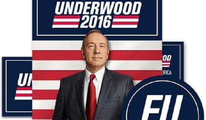 Usa 2016,  Frank Underwood di House of Card lancia sfida a Hillary & Co.