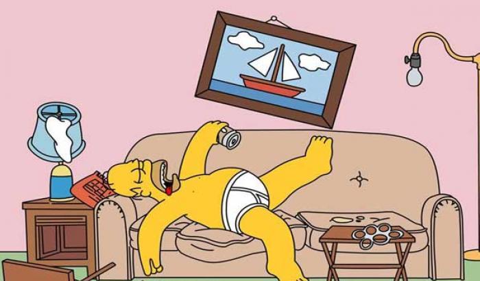 Homer Simpson tenta di montare un divano Ikea