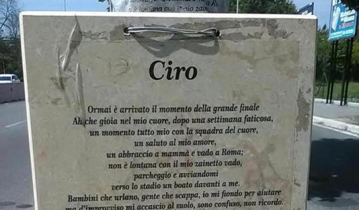 A Tor di Quinto vandalizzata la targa alla memoria di Ciro Esposito