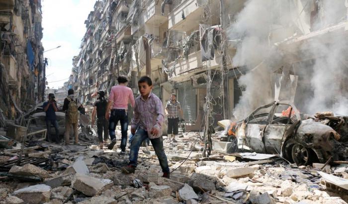 Una zona di Aleppo bombardata