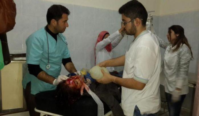 Un bambino ferito nel bombardamento curdo di Afrin