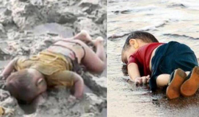I corpi senza vita di Mohammed Shohaye e Aylan Kurdi,