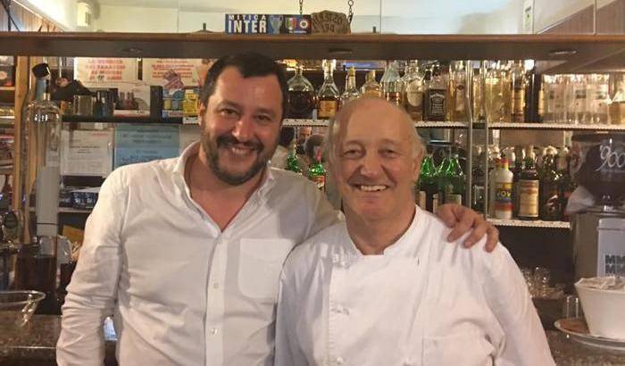 Matteo Salvini a cena all'Osteria dei Amis