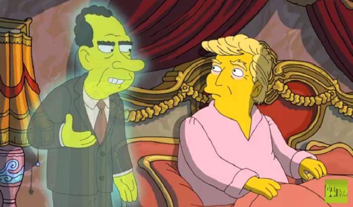 Russiagate, l'ironia dei Simpson: Trump incontra Nixon