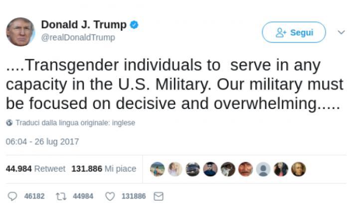 Cinque transgender fanno causa a Trump