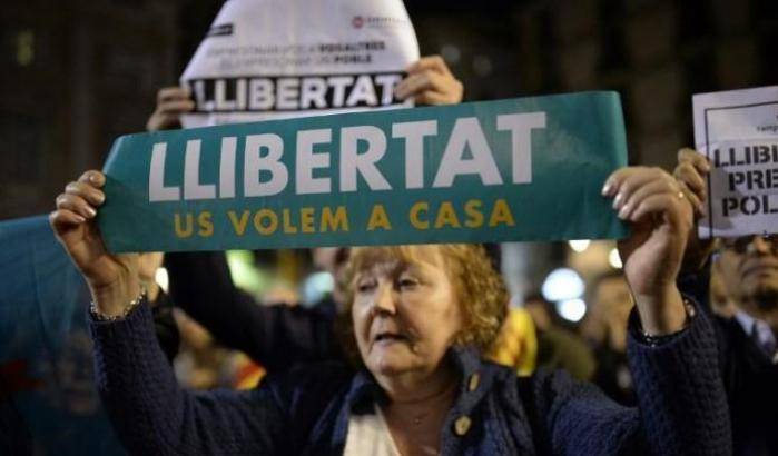Manifestazione in sostegno degli indipendentisti catalani arrestati