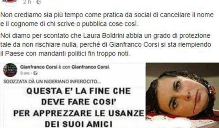 Boldrini decapitata, individuato l'autore del post: è un 58enne di Cosenza