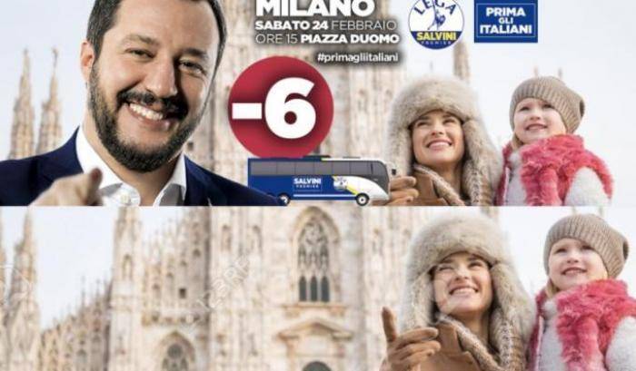 A Salvini piacciono gli stranieri "ariani": li usa come modelli per la campagna "prima gli italiani"
