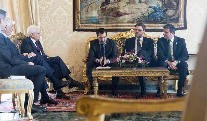 Salvini e la delegazione della Lega da Mattarella