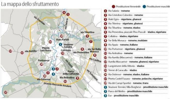 Settemila prostitute nelle strade di Roma: la mappa aggiornata dello sfruttamento