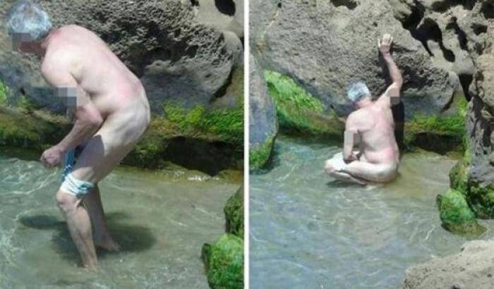 Il turista fotografato a Masua, foto da La Nuova Sardegna