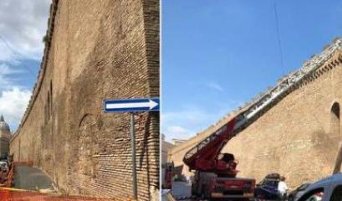 Roma in macerie, crollano i frammenti delle mura del Passetto di Borgo