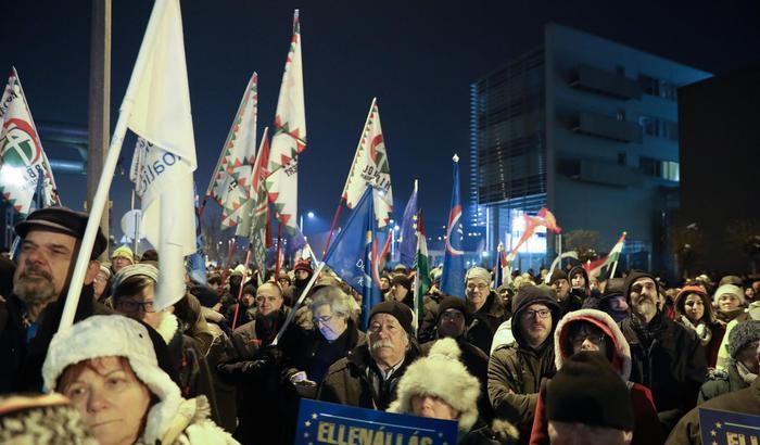 Manifestanti a Budapest