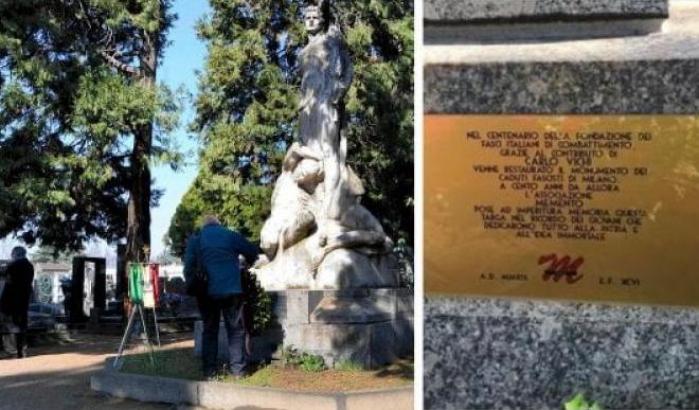 Al Cimitero Monumentale di Milano è stata affissa una targa fascista