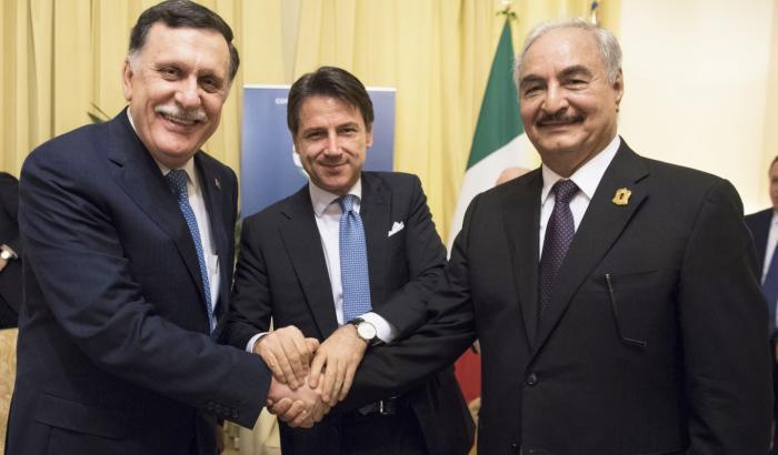 al-Serraj, Conte e Haftar