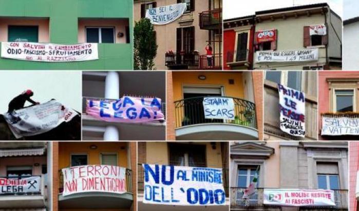 Il popolo degli striscioni: la protesta civile per smascherare l’odio di Salvini