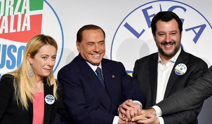 Berlusconi con Salvini e Meloni