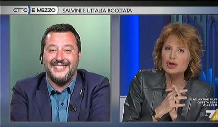 Lilli Gruber, scintille con Salvini: "mi date del fascista"; "se continua le tolgo l’audio"