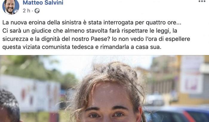 La gogna di Salvini: sui social del ministro insulti e minacce contro Carola Rackete