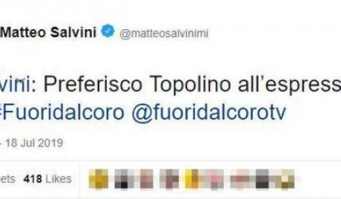 Topolino svergogna Salvini su Twitter: "Ci legga, le farebbe bene" e il ministro cancella il tweet