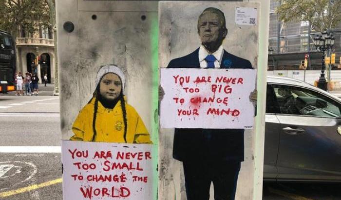 TvBoy dipinge Greta e Trump: "Non si è mai troppo piccoli per cambiare il mondo"