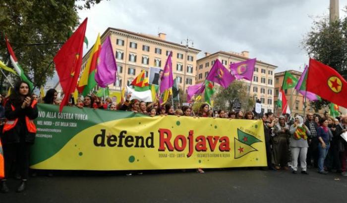 Manifestazione a Roma per il Rojava