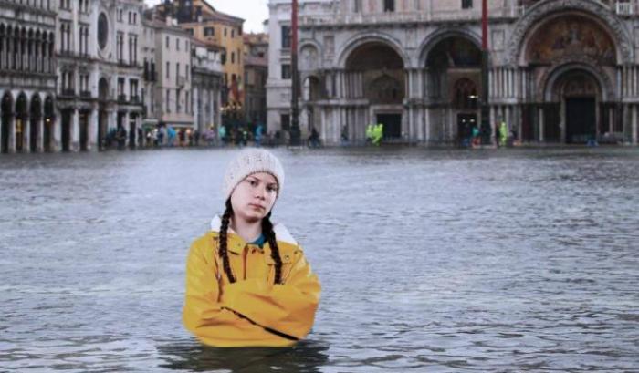 Mentre San Marco è una piscina chi parla di clima è un 'gretino', chi inquina un patriota