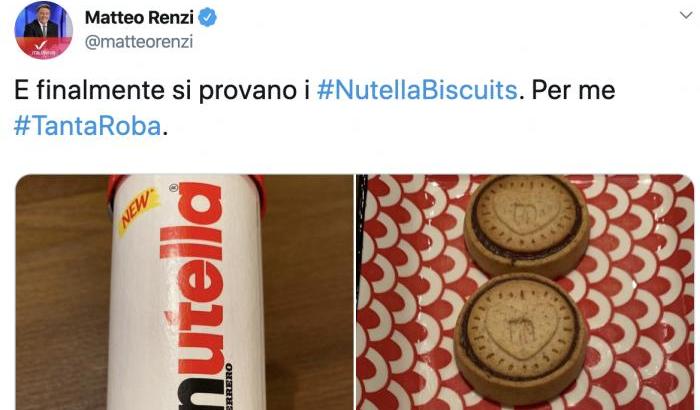 Renzi fa concorrenza a Salvini e usa i social per la Nutella