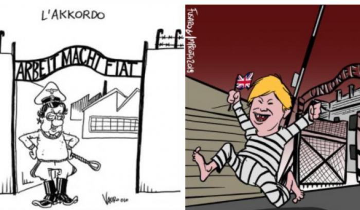 Marione sfiduciato per la vignetta su Auschwitz, fascisti e grillini: "E allora Vauro?"