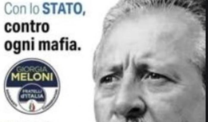 Paolo Borsellino in un manifesto di Fratelli d'Italia
