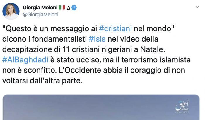 L'Isis uccide 11 cristiani in Nigeria e i fan della Meloni insultano Papa Francesco