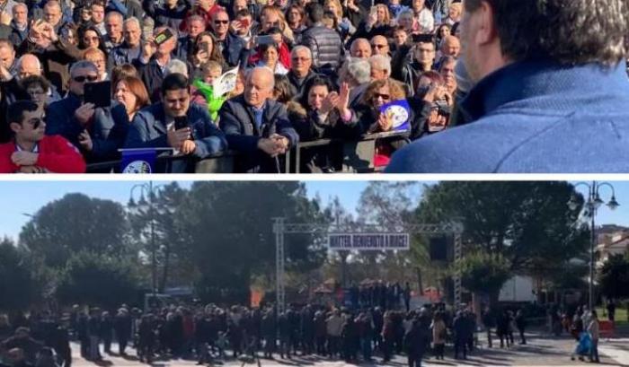 Salvini fa fiasco a Riace e la Bestia oscura la piazza semi-vuota