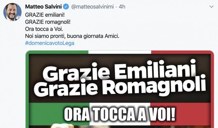 Il comitato Bonaccini: "Salvini non rispetta il silenzio elettoraloe e la Bestia sparge falsità"