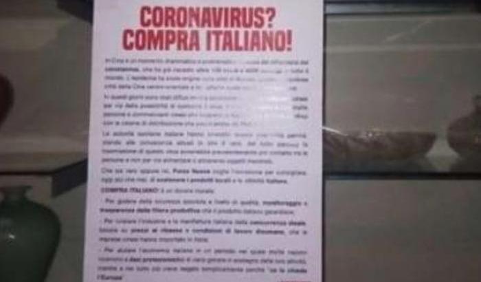 Coronavirus, blitz razzista di Forza Nuova sui negozi cinesi: "Comprate italiano"