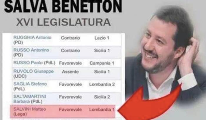 "Dopo la foto con Benetton le Sardine si sono montate la testa", dice Salvini, che votò il 'Salva Benetton'