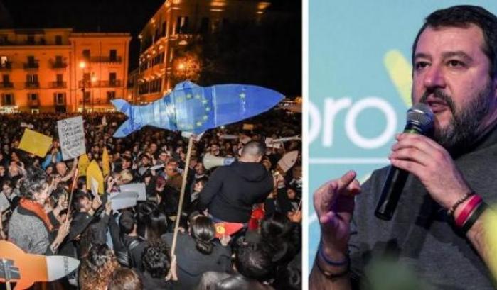 Salvini invece che pensare ai suoi guai continua ad attaccare le Sardine