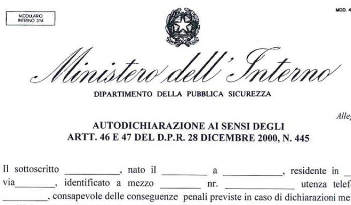 Modulo di autocertificazione