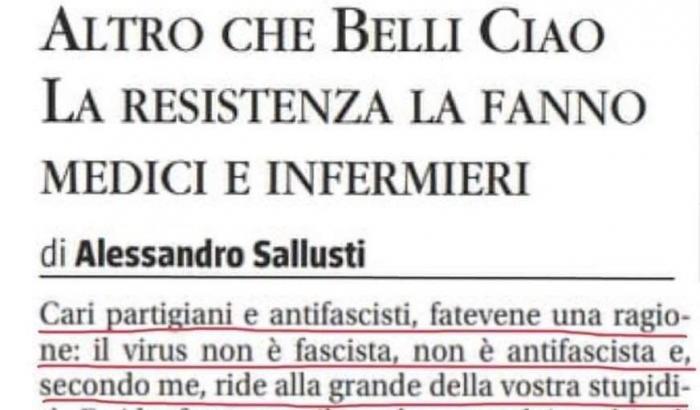 Sallusti plaude al 'regalo' del Coronavirus: "Ci libera della retorica del 25 aprile"