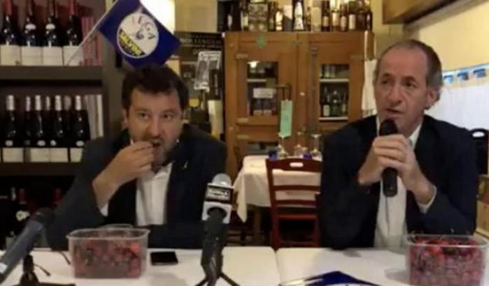 Salvini che mangia ciliegie mentre Zaia parla di bimbi morti ci fa o ci è?
