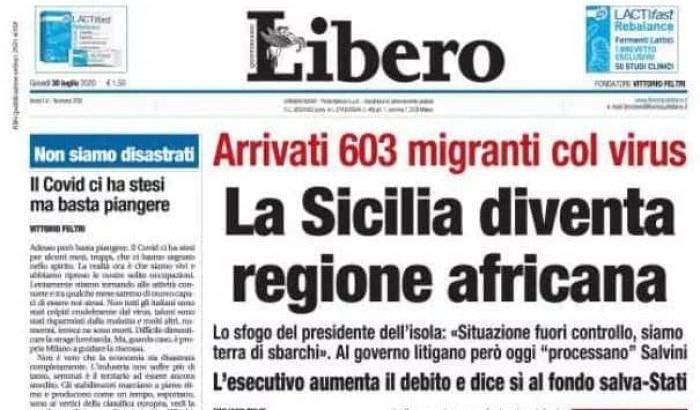 La prima pagina di Libero