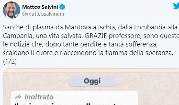 Il tweet di Salvini