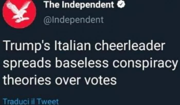L'Independent ha definito Salvini la "cheerleader di Trump"