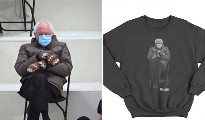 Sanders "usa" i suoi guanti per beneficenza: la sua foto sulle felpe contro la fame in Vermont
