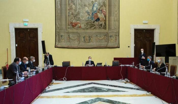 Nicola Zingaretti e la delegazioni da Draghi