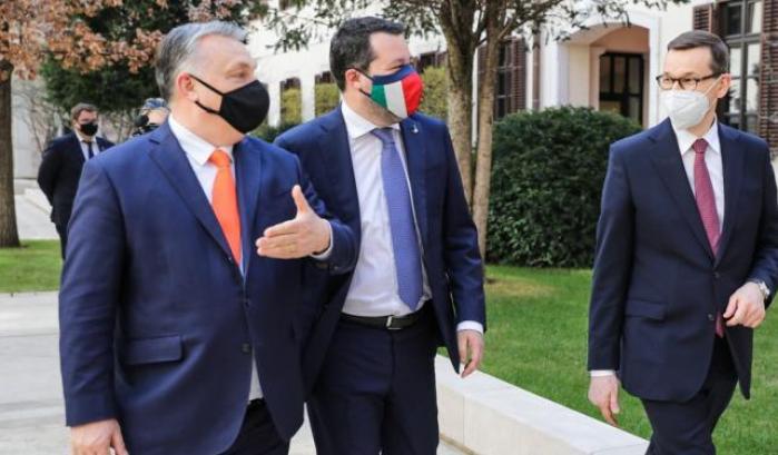 Viktor Orbán,  Mateusz Morawiecki e Matteo Salvini